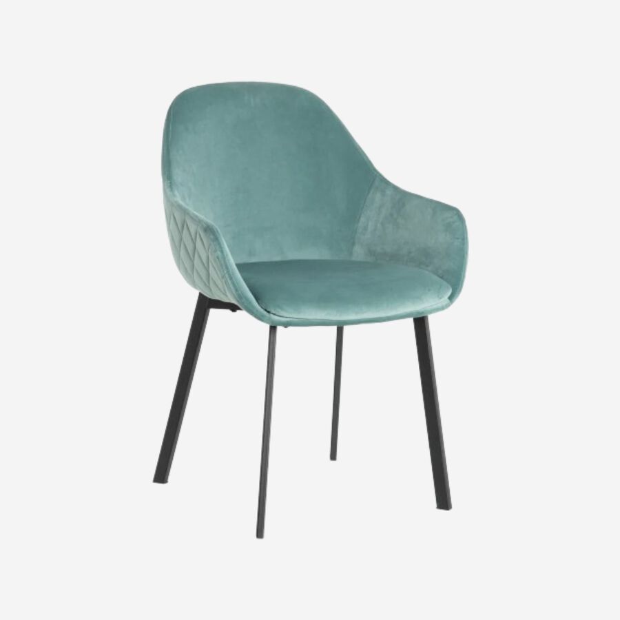Set de 2 sillas de comedor con reposabrazos velvet verde agua Diana 57,5x53x84,5cm