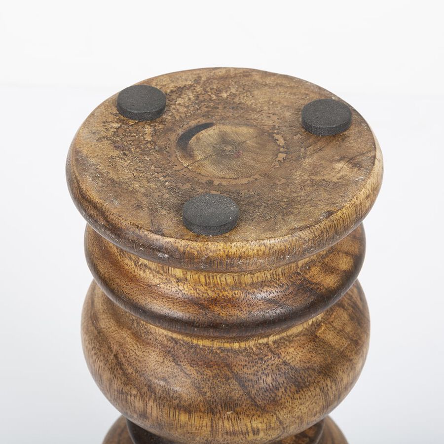 Portavelas de madera natural Sila 24cm