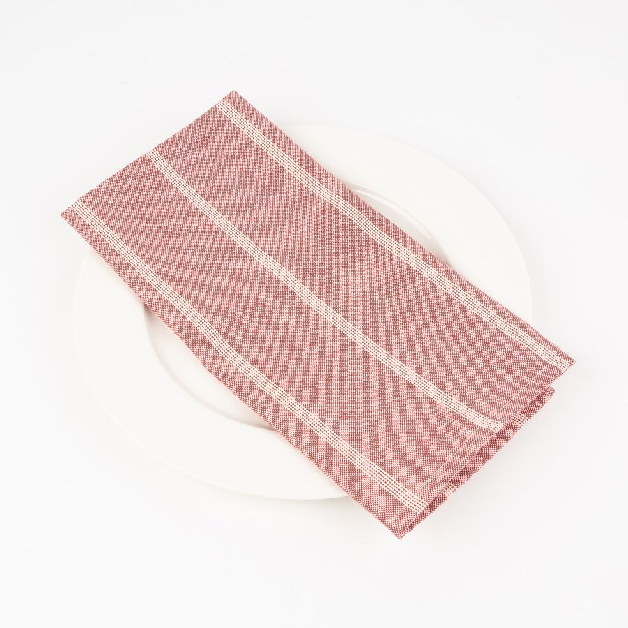 Servilleta de algodón reciclado rayas roja 43x43cm
