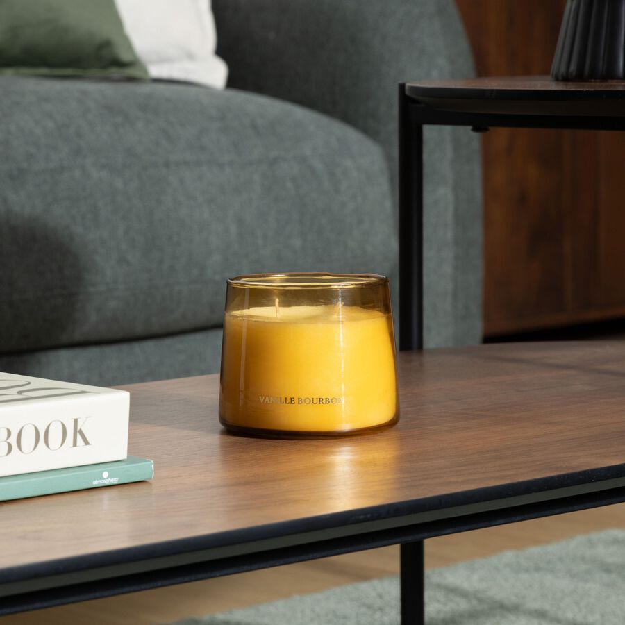 Vela arom&aacute;tica en vaso de cristal Vainilla Bourbon 300g &Oslash;10x8cm