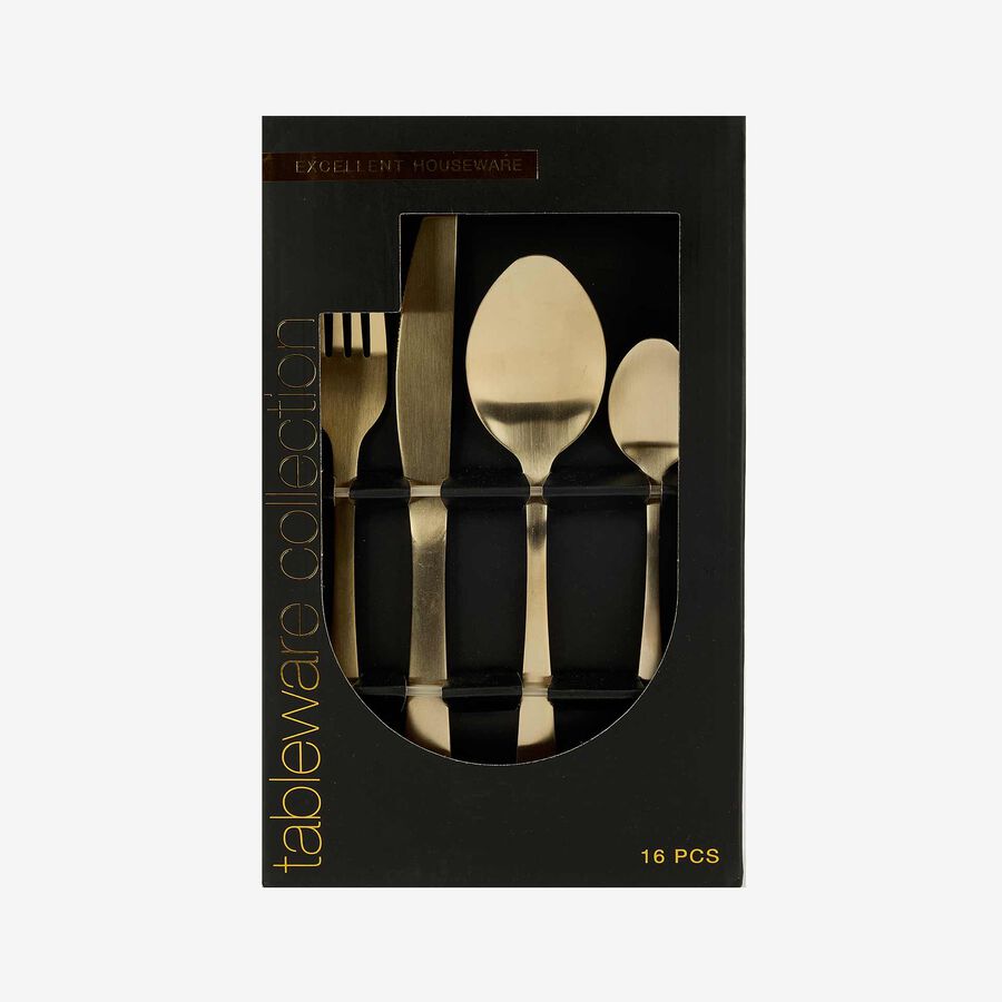 Set de 16 cubiertos de acero inoxidable Golden