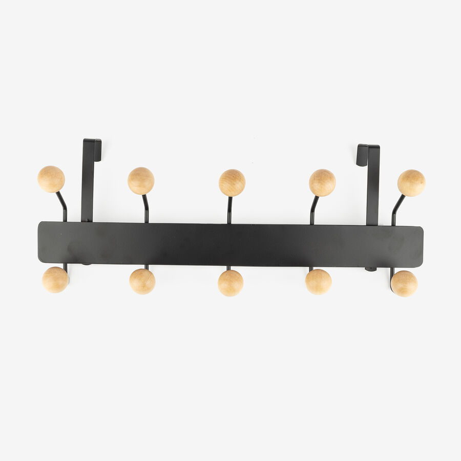 Perchero de puerta de hierro negro Noah 44x11x17cm