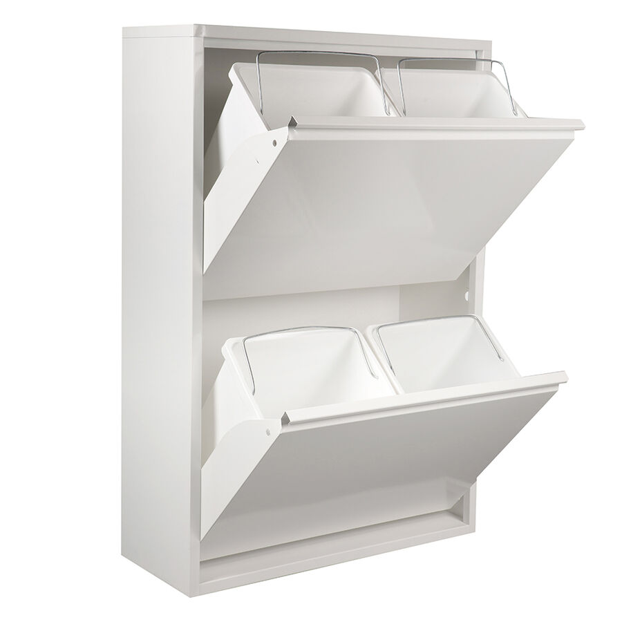 Reciclador con 4 cubos y 2 puertas blanco 60x25x92cm