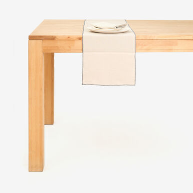 Camino de mesa de algodón con flecos beige 30x150cm