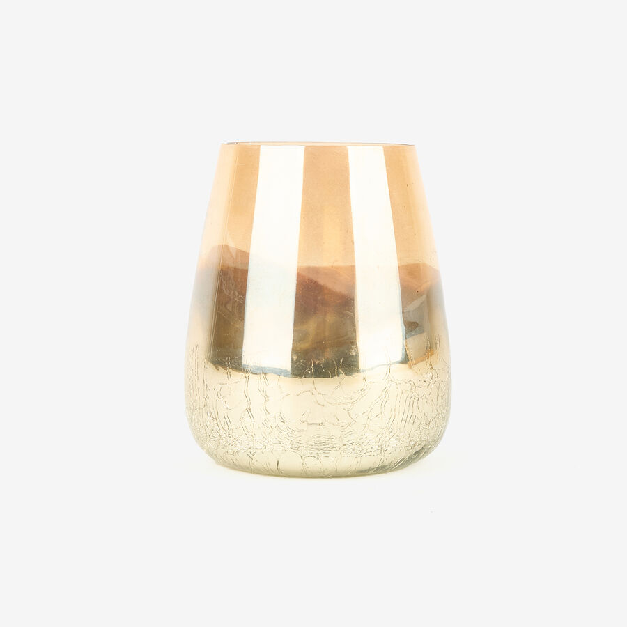 Portavelas dorado de cristal Ø11x14cm