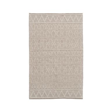 Alfombra crema de lana y algod&oacute;n con relieve Boho 160x230cm