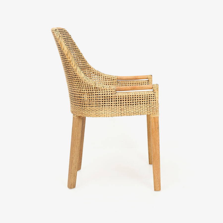 Silla de comedor de madera de mango y ratán Samos 53x56x88cm