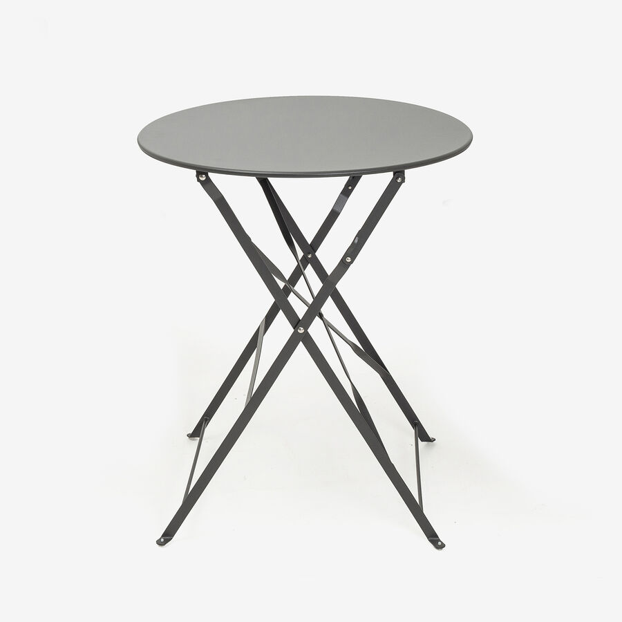 Set de jard&iacute;n plegable de mesa y 2 sillas de acero gris oscuro Bistro