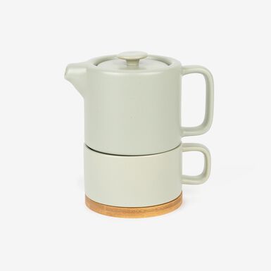 Tetera/cafetera de porcelana mint Natural 13,5x10x15cm 40+25cl