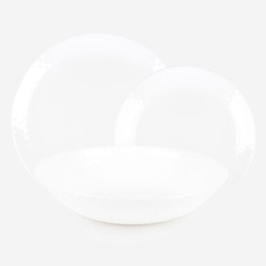 Vajilla de porcelana de 18 piezas blanca de arcopal Yelen