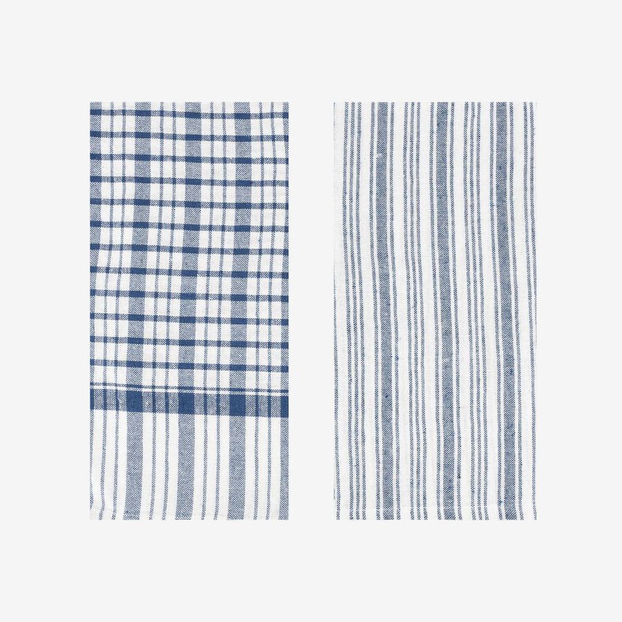 Set de 2 paños de algodón con rayas azules Midson45x65cm