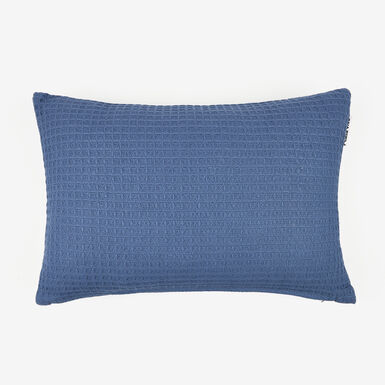 Funda de coj&iacute;n de algod&oacute;n azul Waffle 30x45cm