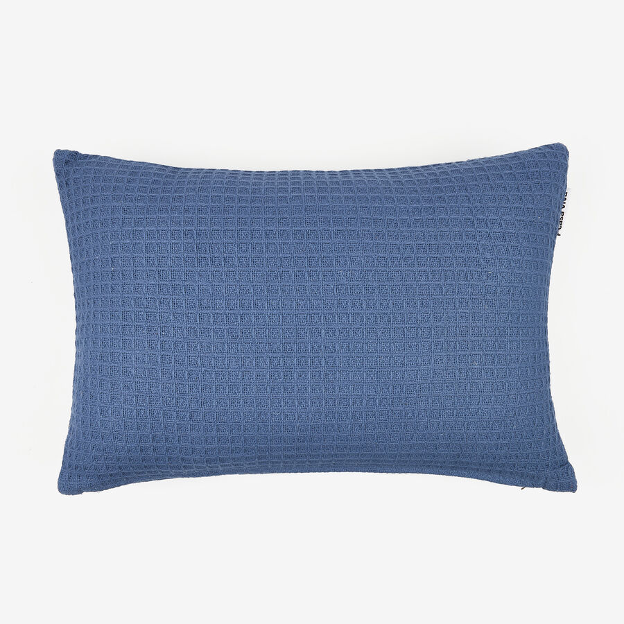 Funda de coj&iacute;n de algod&oacute;n azul Waffle 30x45cm