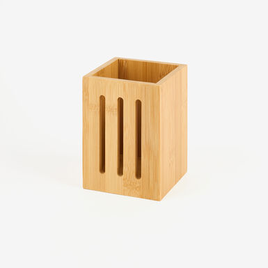 Portautensilios de cocina de bamb&uacute; 10x10x14cm