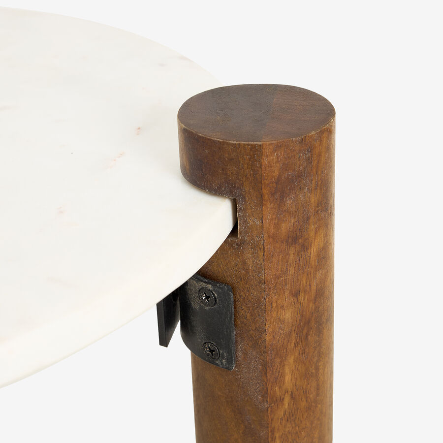 Mesa auxiliar de mármol y madera Houston Ø40x50cm Clau&Chloe