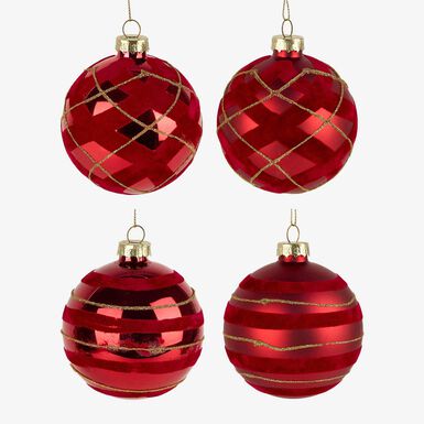 Set de 12 bolas decorativas rojas brillo Ø8cm