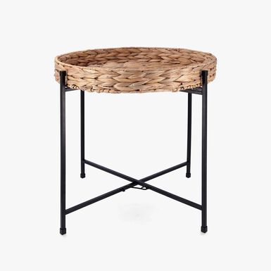 Mesa auxiliar de acero y fibras naturales Lott 46,8x50cm