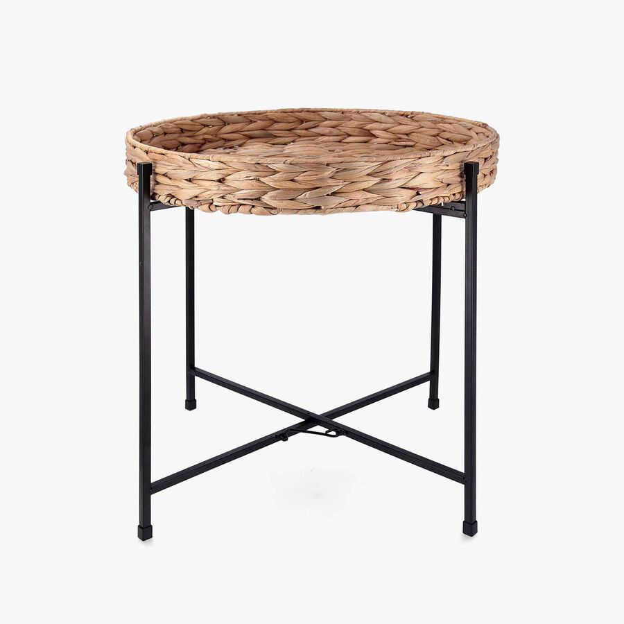 Mesa auxiliar de acero y fibras naturales Lott 46,8x50cm