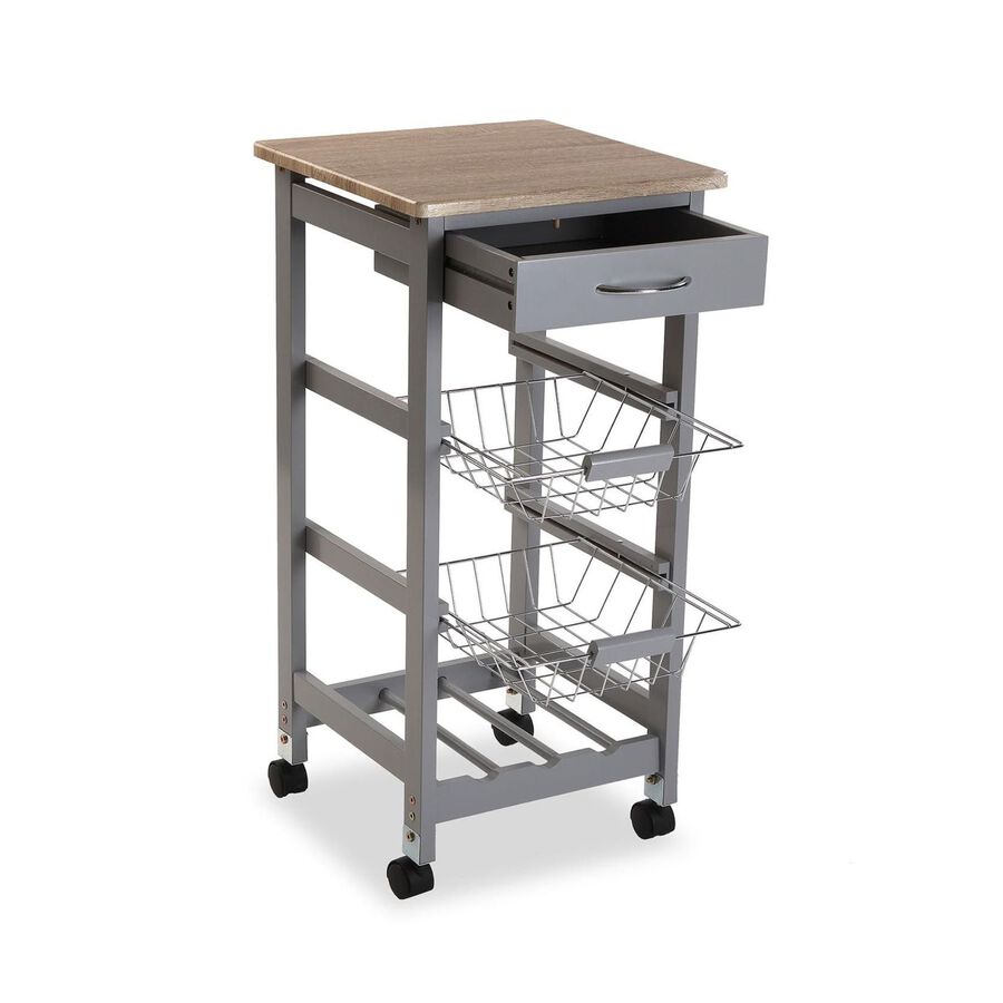 Carro de cocina de metal y madera 37x37x76cm