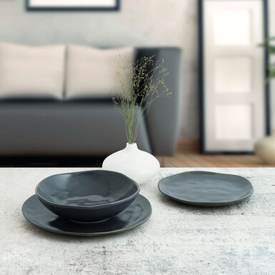 Plato hondo de cerámica negro Cosmos Ø22cm