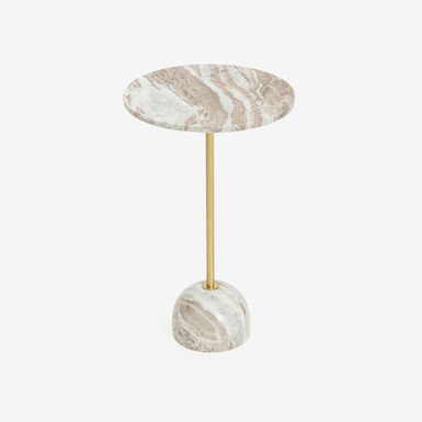 Mesa auxiliar de m&aacute;rmol beige Kern &Oslash;35x58cm Clau&Chloe