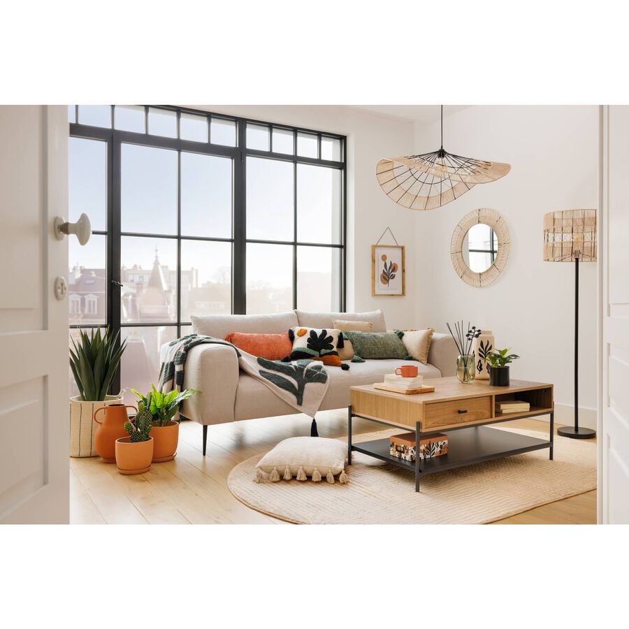 Sofá 3 plazas lino beige Dariel 220x97x86cm Clau&Chloe