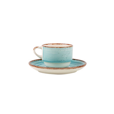 Taza de caf&eacute; azul con plato de porcelana 9cl