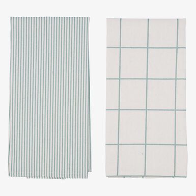 Juego de 2 pa&ntilde;os de cocina beige y verde de algod&oacute;n y poli&eacute;ster Silvae 40x60cm