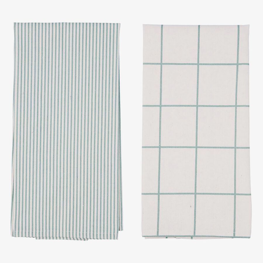 Juego de 2 pa&ntilde;os de cocina beige y verde de algod&oacute;n y poli&eacute;ster Silvae 40x60cm