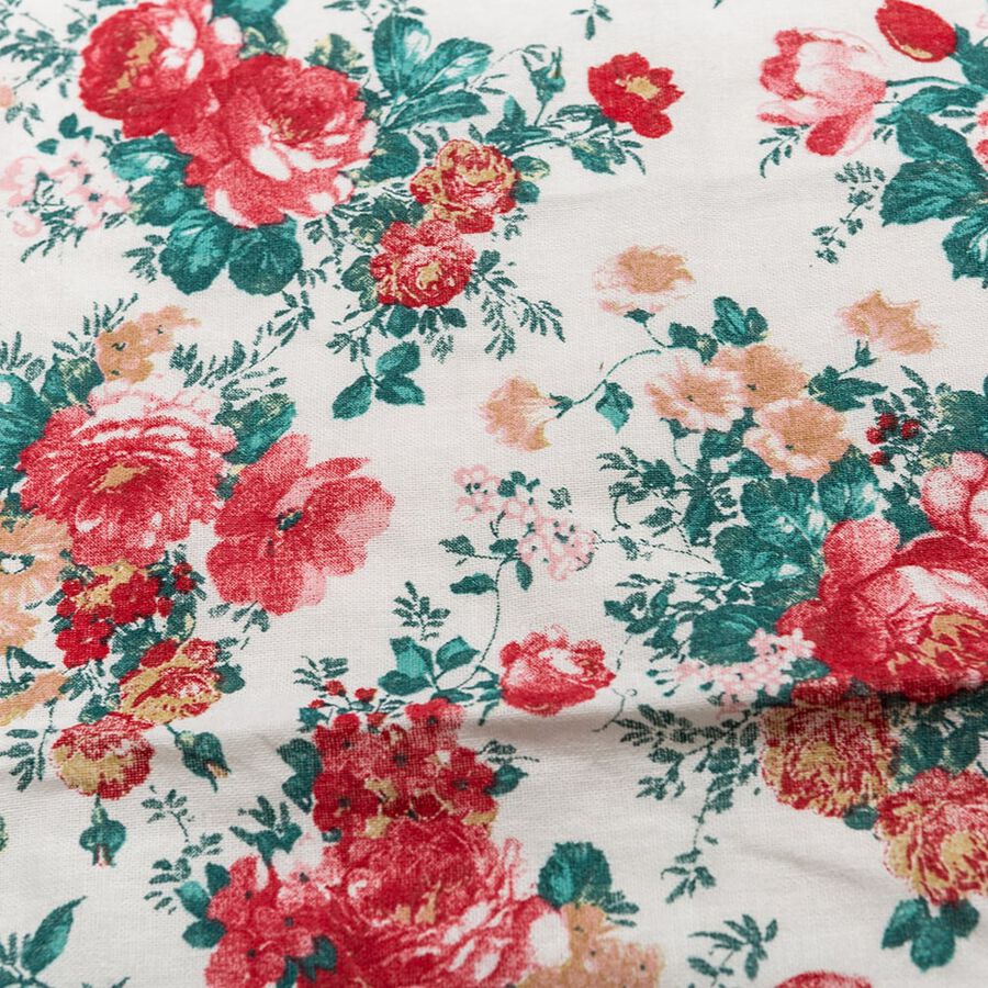 Delantal de algod&oacute;n blanco flores Wuxi 90x60cm