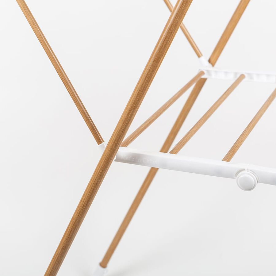 Tendedero plegable de acero inoxidable efecto madera 139x51x92cm