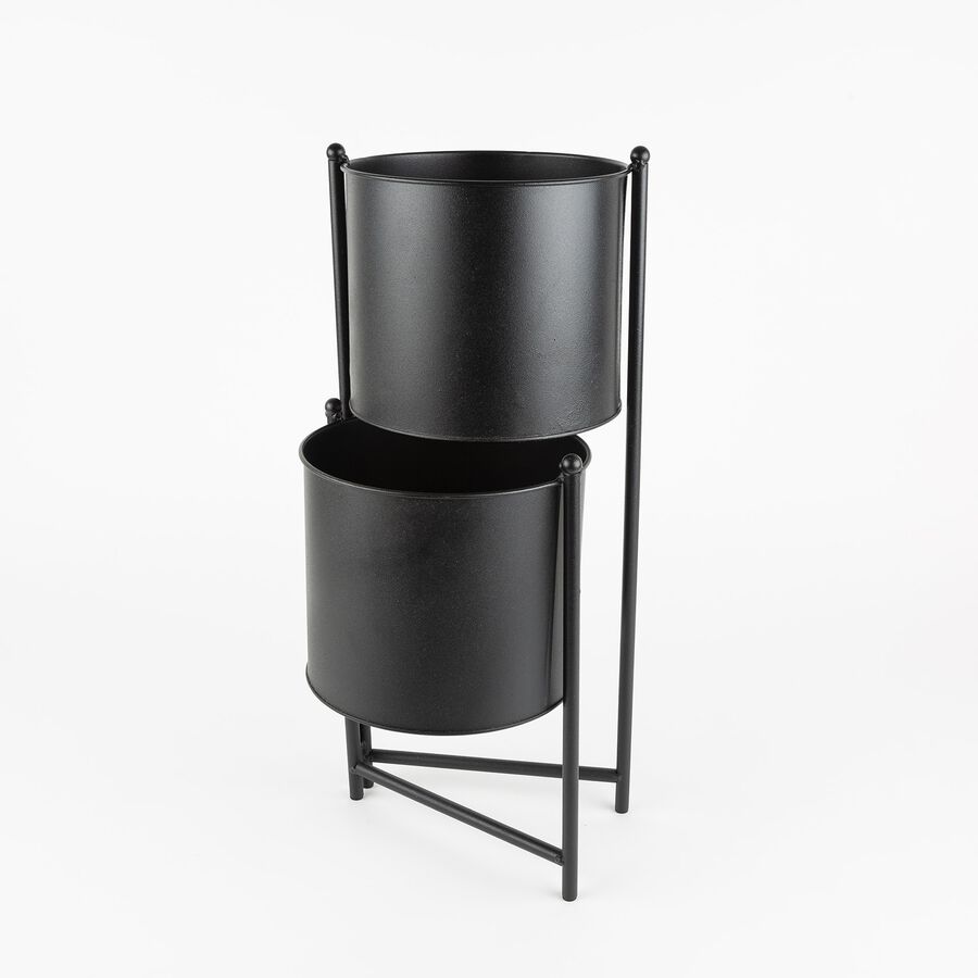 Macetero con soporte metal negro 41x20x47cm