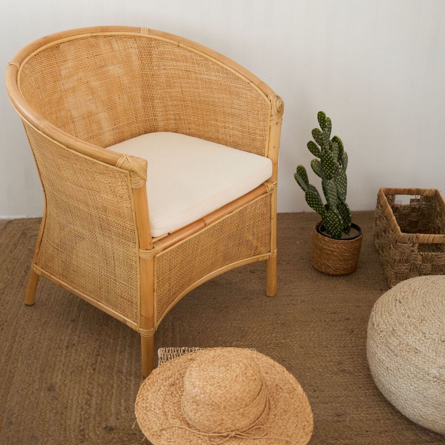 Butaca de ratán beige Milos 76x65x80cm
