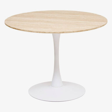 Mesa de comedor blanca de madera efecto travertino Joran &Oslash;102cm 