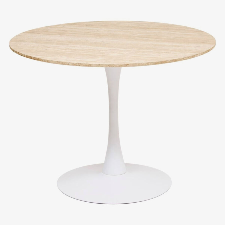 Mesa de comedor blanca de madera efecto travertino Joran &Oslash;102cm 