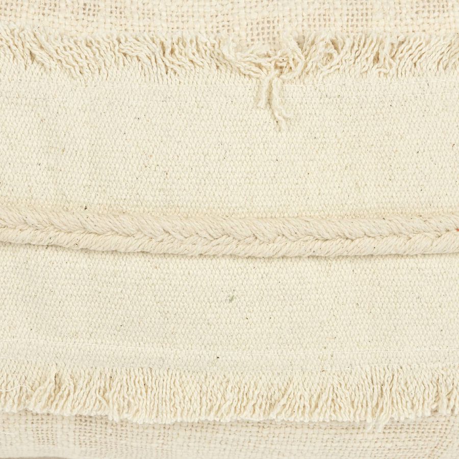 Funda de coj&iacute;n blanco de algod&oacute;n flecos 30x45cm