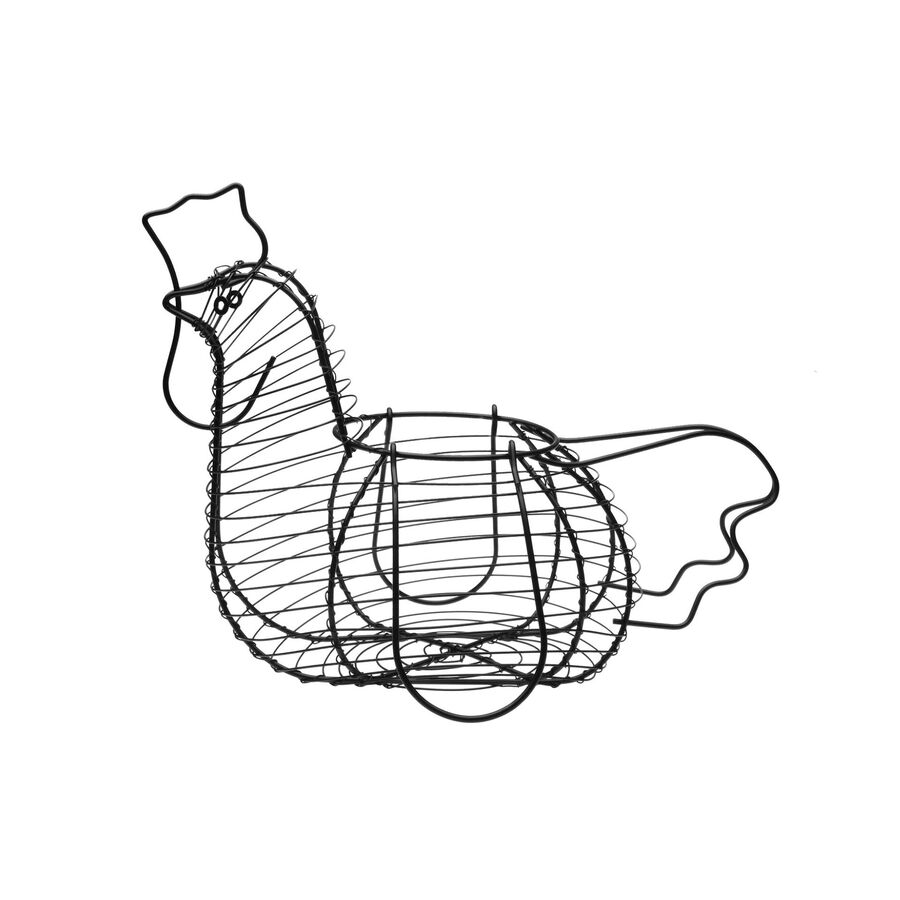 Huevera de acero negro Gallina 35x18x25cm