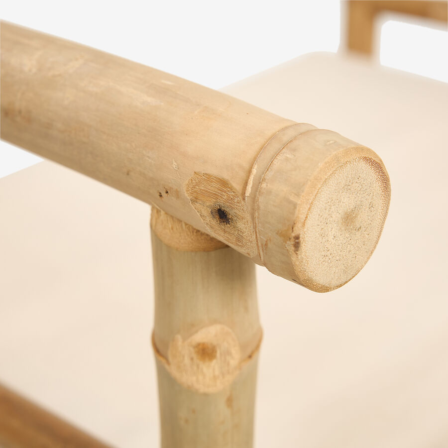 Silla de jardín de director de bambú blanca Chios 58x44x88cm