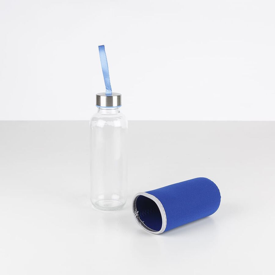 Botella de vidrio con funda azul Temel 40cl