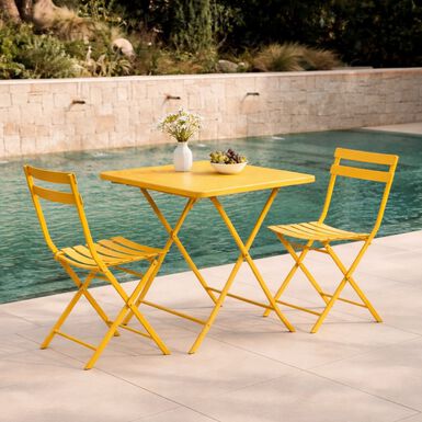 Silla de jard&iacute;n plegable de acero mostaza Dixie 42x51x81cm