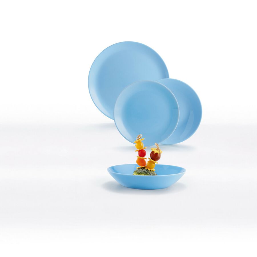 Vajilla de porcelana azul de 18 piezas de opal Genia