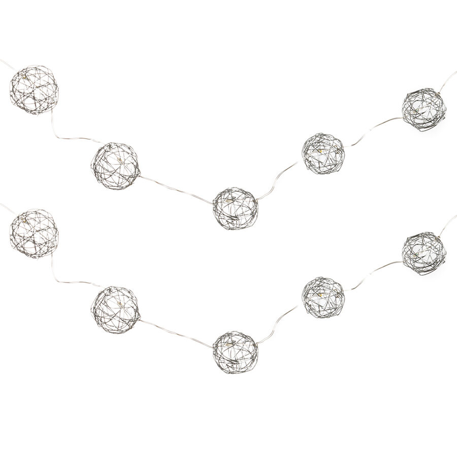 Guirnalda de bolas plateadas con luz LED