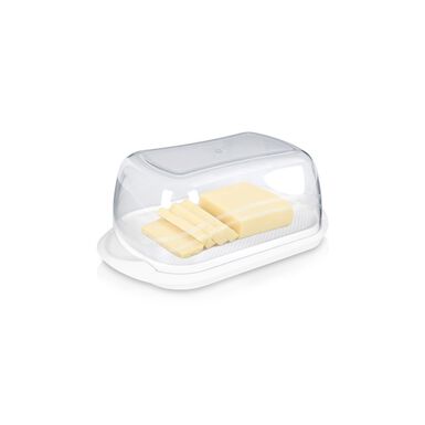 Mantequillera de poliestireno con tapa transparente 18x11x7cm