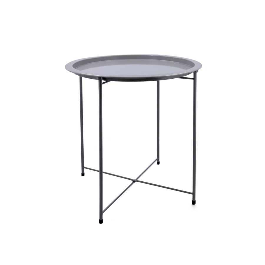 Mesa auxiliar de acero gris Nora Ø47x50cm