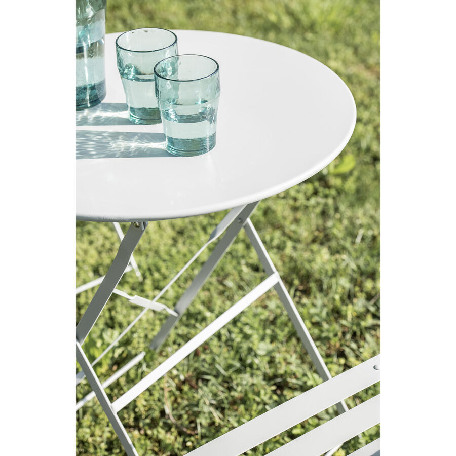 Conjunto de jard&iacute;n mesa con dos sillas gris claro Bistro &Oslash;60cm