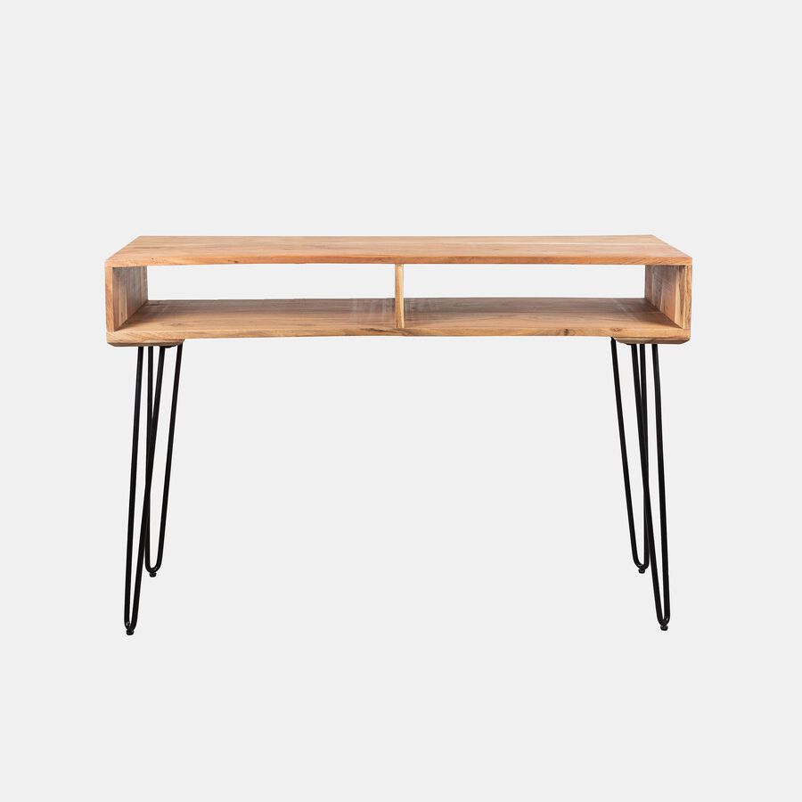 Consola de madera acacia con estanteria 115x35x76cm