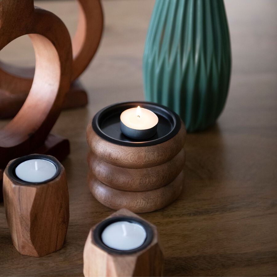 Portavelas de madera Belma 8cm