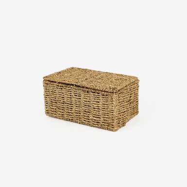 Cesta con tapa de fibras naturales Teris 26x16x12cm