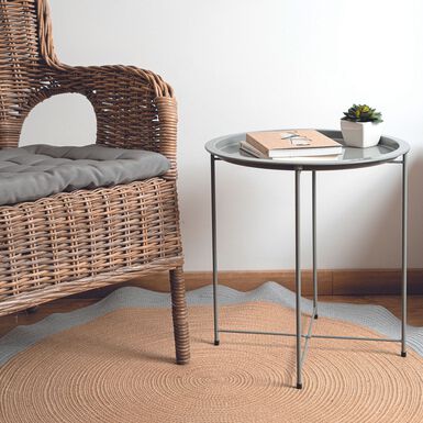 Mesa auxiliar de acero gris Nora Ø47x50cm