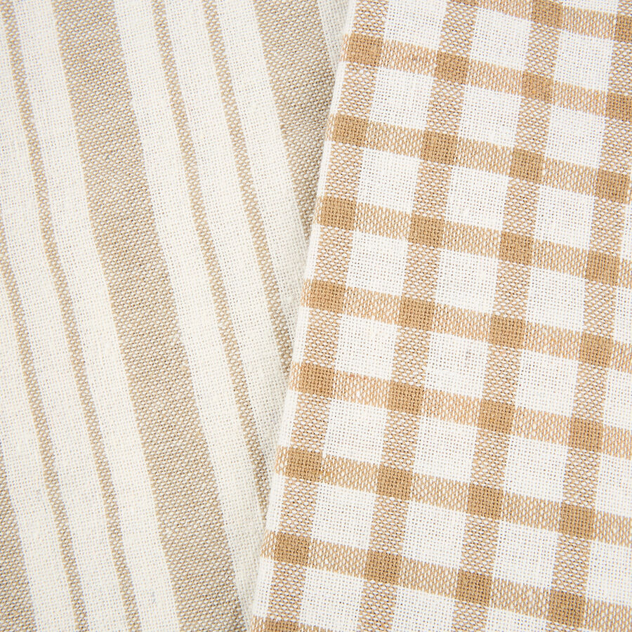 Set de 2 paños de algodón rayas beige Midson 45x65cm